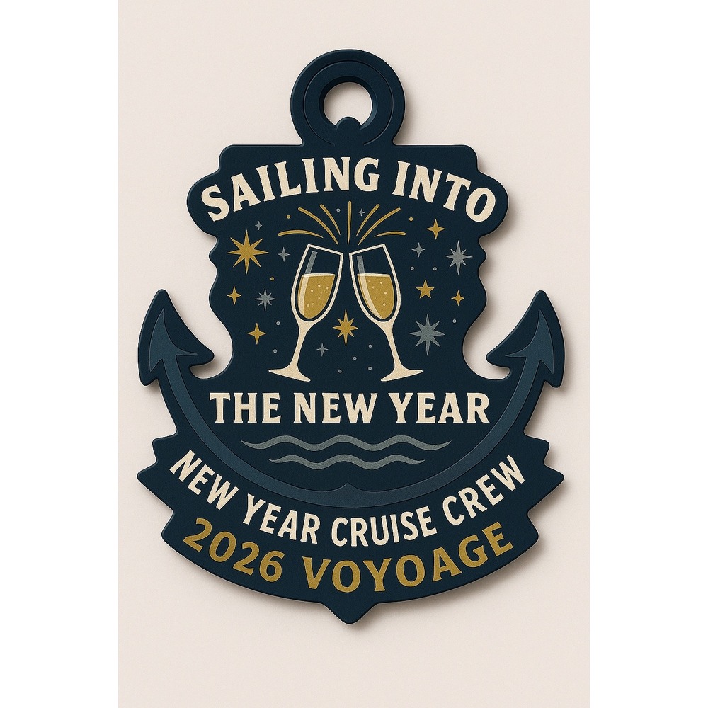 Sailing Into the New Year IMPROVED New Magnet 2026 Voyage Champagne Glass Anchor
